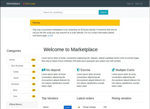 Eckmar’s Dark Web Marketplace Script (Latest Version) – UNIVERSAL