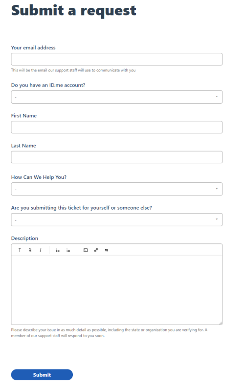 IDME Support Request Form